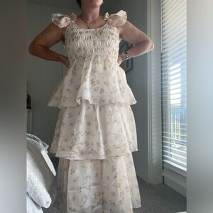 Worth Pink Floral Layered Dress